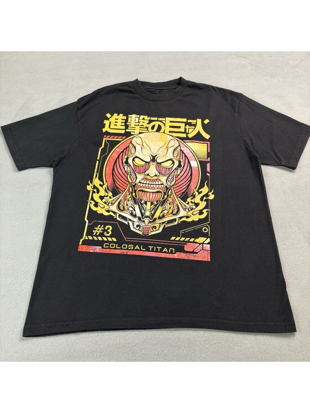 Attack On Titan Colossal Titan Anime T Shirt Size XL Black